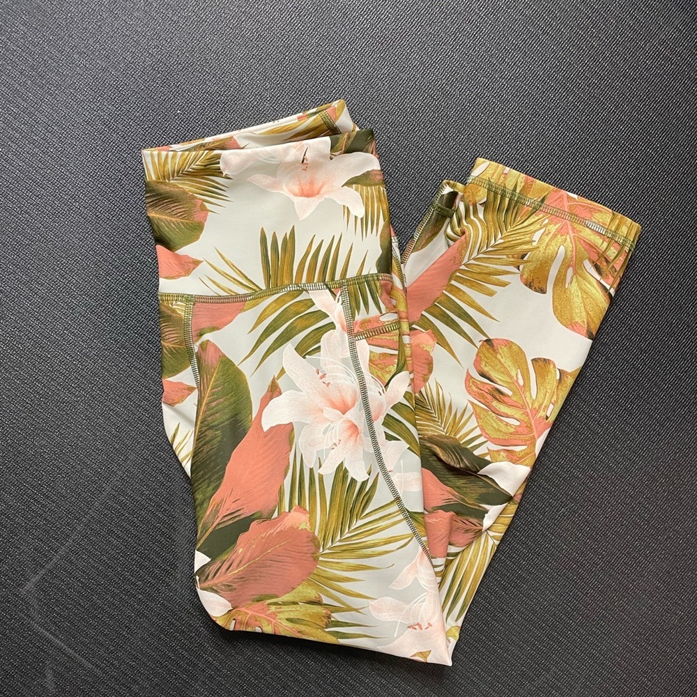 Old Navy Tropical Print Leggings - Green, Pink, White